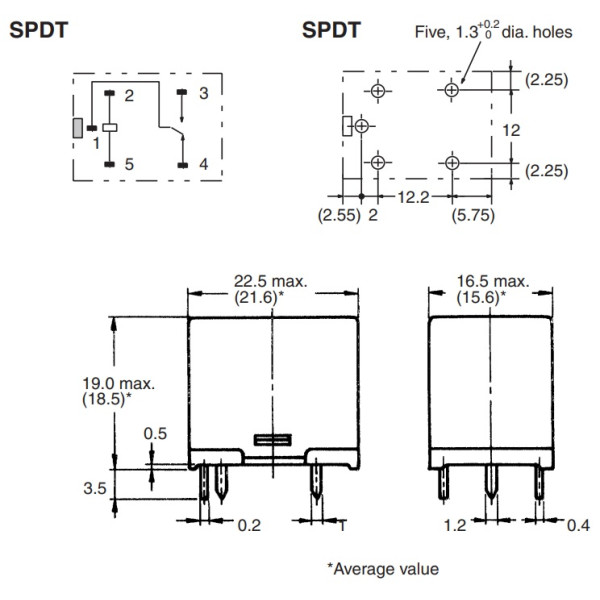 Mini relè 48V 10A 1 scambio Omron G5LE-14