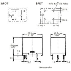 Mini relay 48V 10A 1 exchange Omron G5LE-14