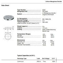 Varta 6430 101 401 CR2430 3V lithium battery
