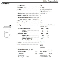 Varta CR2016 3V lithium battery 6016 101 401