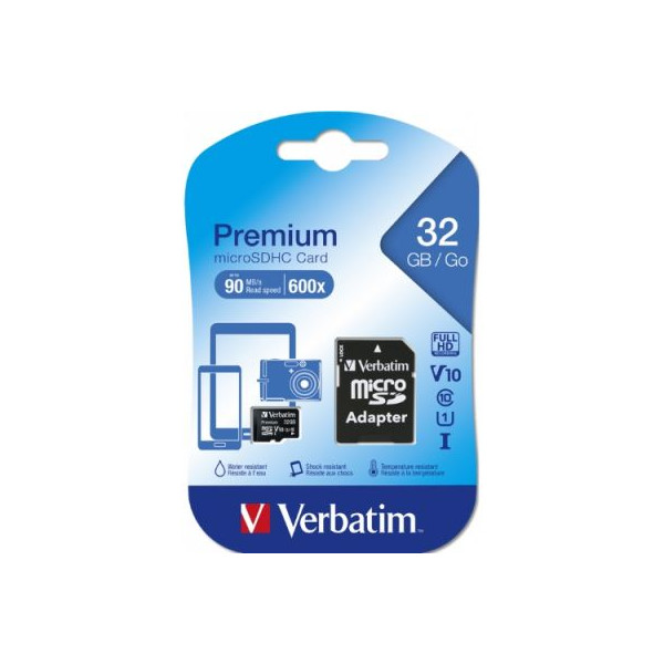 Micro SDHC Verbatim 32GB class 10 with adapter