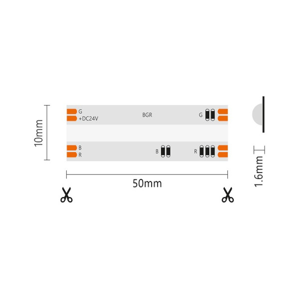 Striscia LED IP20 COB RGB 24V