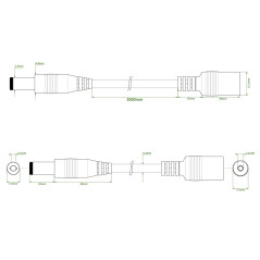 Cavo di prolunga DC 3mt 5.5x2.1 maschio - femmina