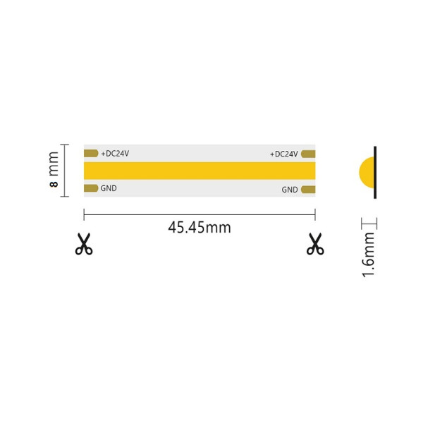 Striscia LED IP20 COB bianco freddo 24V 5mt