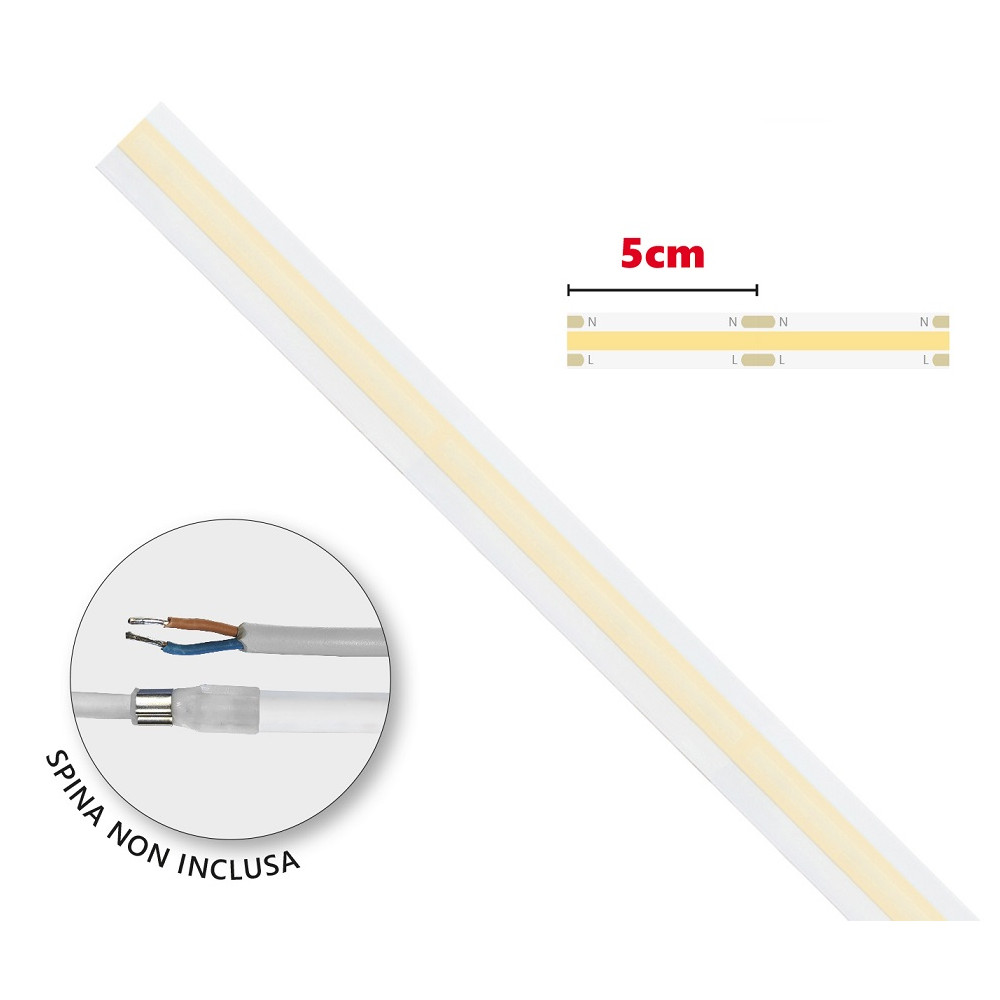 COB LED strip 220V natural white 5m kit IP65