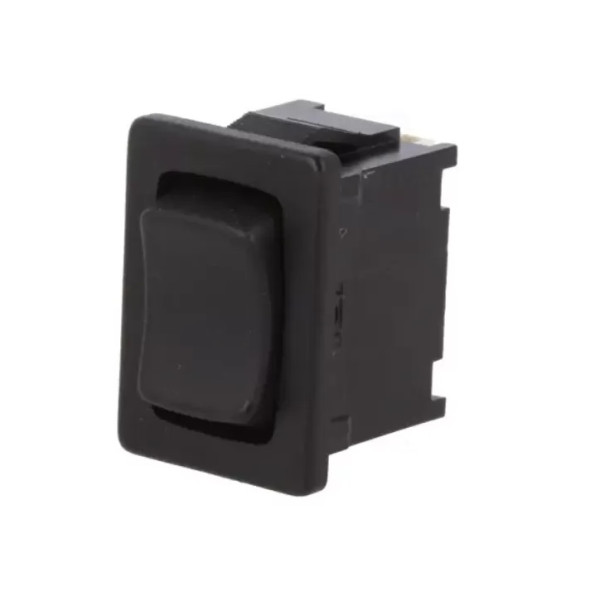 Rectangular unipolar rocker switch (ON)-OFF-(ON)