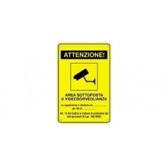 Cartello videosorveglianza metallo giallo 18x12