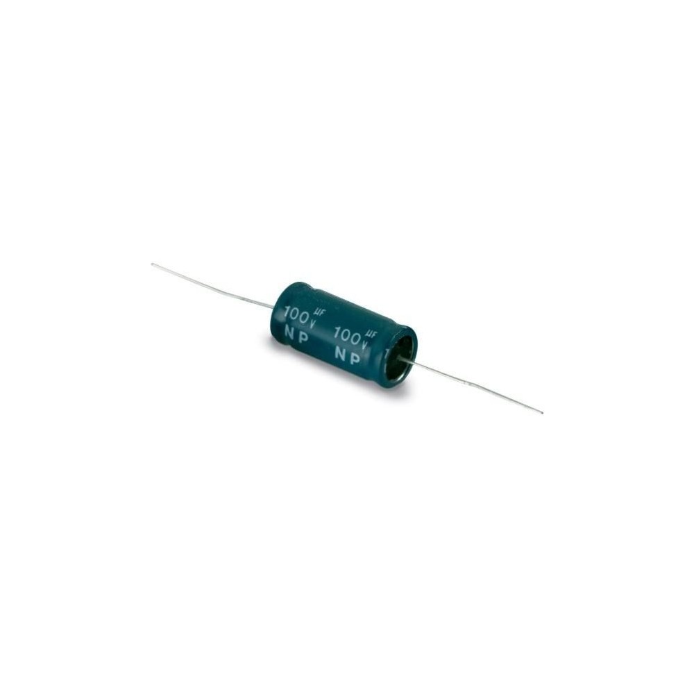 Axial NON-POLARIZED 10uF 100V electrolytic capacitor