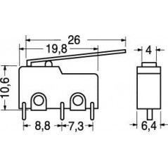 Deviatore finecorsa miniatura CS con leva lunga 26mm