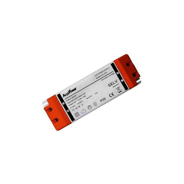 Alimentatore slim 12V DC 6.2A isolato con morsetti