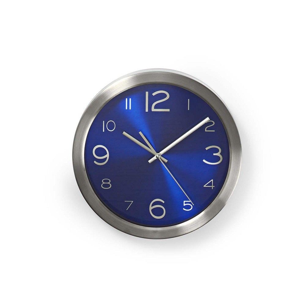 Round blue wall clock 30cm