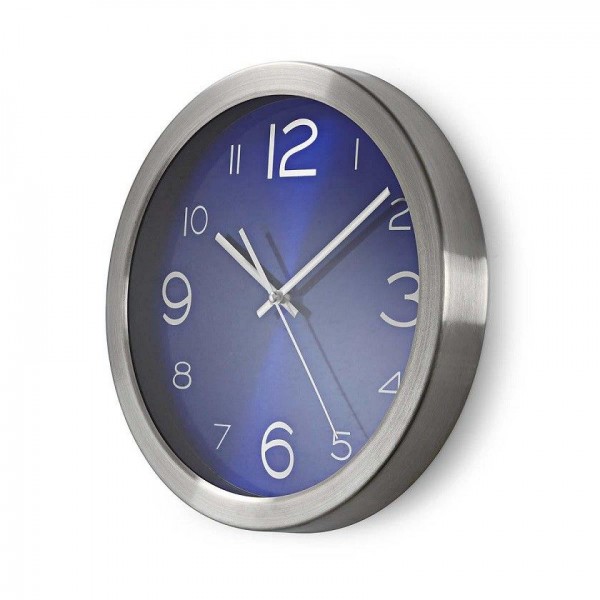 Round blue wall clock 30cm