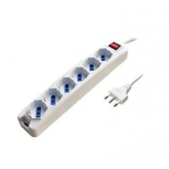 6 schuko white multiple socket with 3mt cable switch