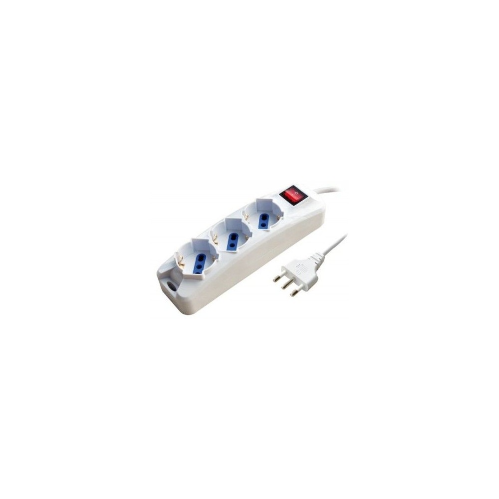 Multiple white 3 socket 10 / 16A + Schuko with switch