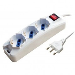 Multiple white 3 socket 10 / 16A + Schuko with switch