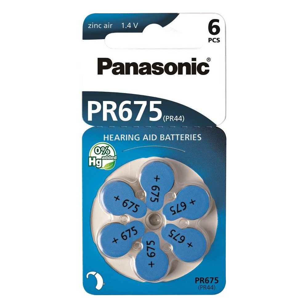 Panasonic PR675 battery pack 6pcs zinc air
