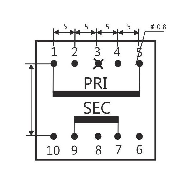 Trasformatore incapsulato 12V 2Va da circuito stampato