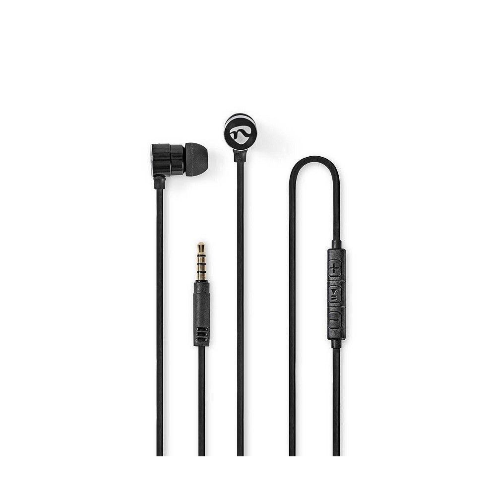 Black headset with microphone with rubber tips