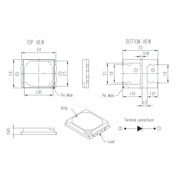 SMD 2835 led cold white 0.25W