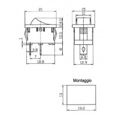 Interruttore bascula rettangolare nero 6A