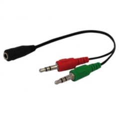 Headphone and microphone splitting adapter with female jack