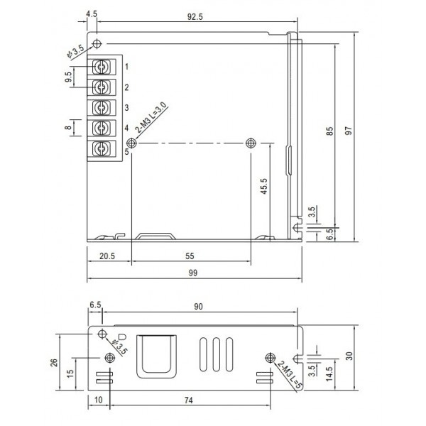 Alimentatore 12V DC 6A professionale LRS-75-12