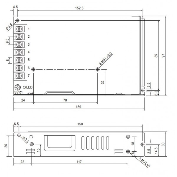 Alimentatore 24V DC 6.5A professionale LRS-150-24