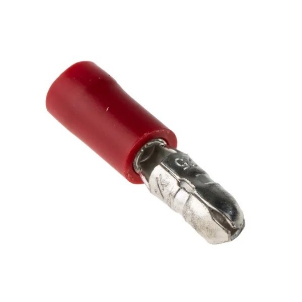 Red insulated 4mm cylindrical male plug