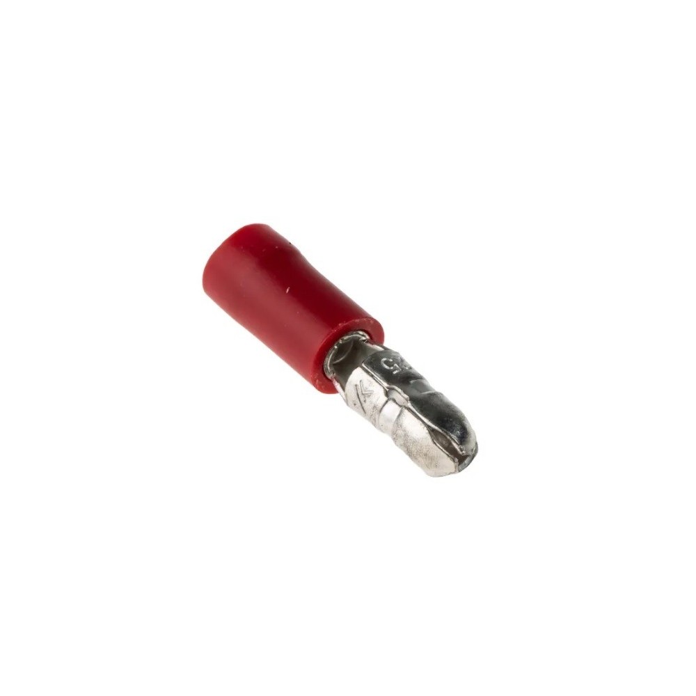 Red insulated 4mm cylindrical male plug