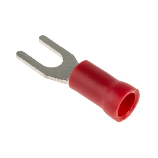 Red insulated M4 fork lugs 4.3mm
