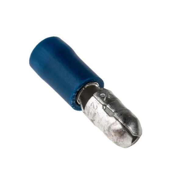 Spina maschio cilindrica 5mm isolata blu