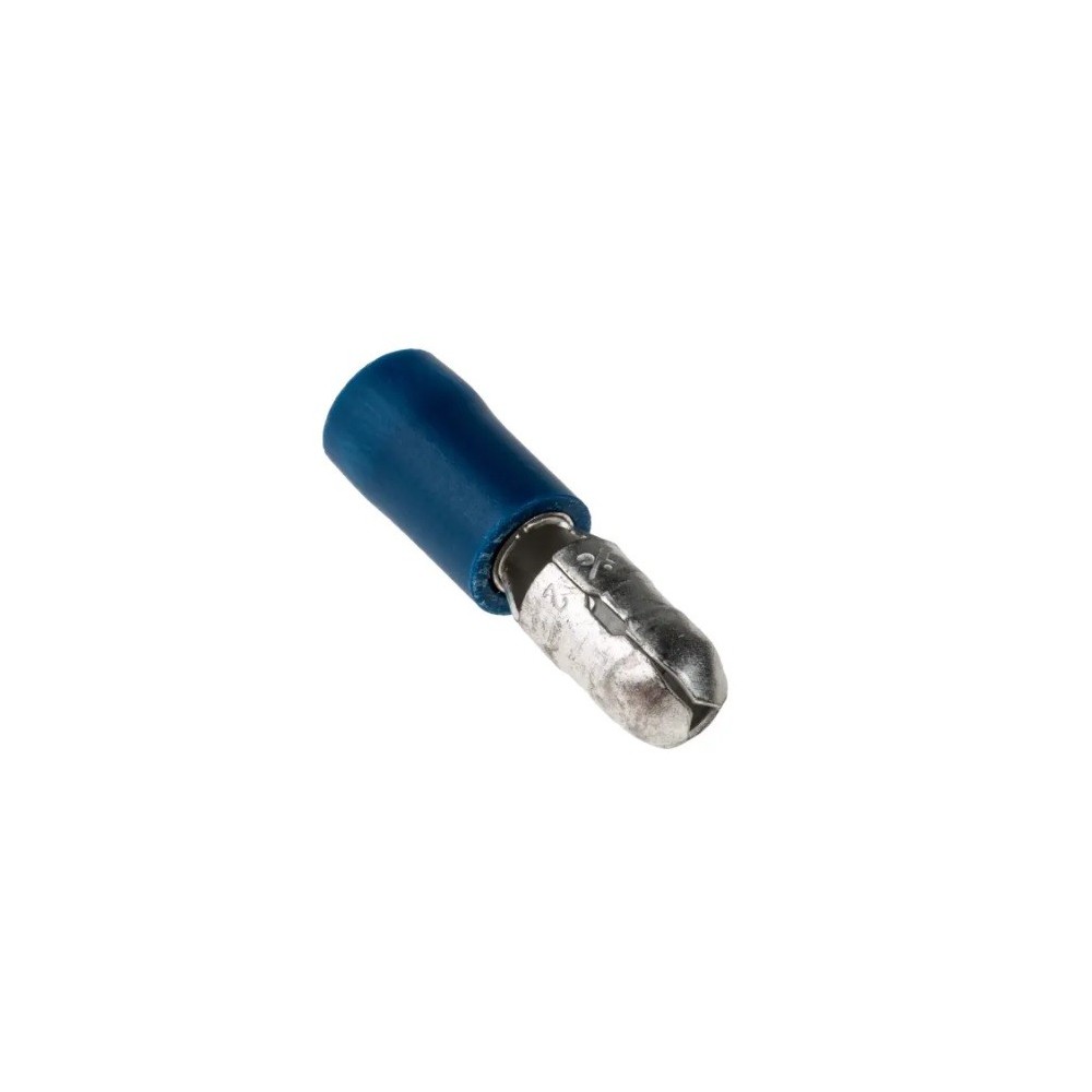 Spina maschio cilindrica 5mm isolata blu