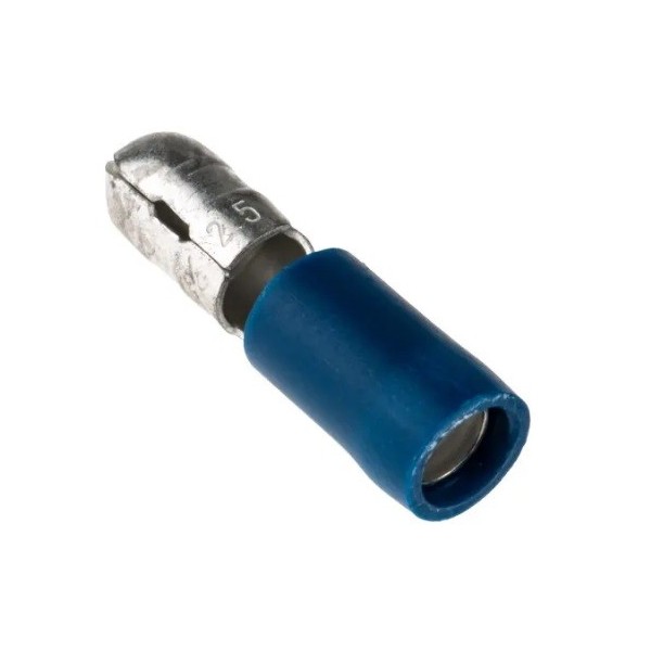 Spina maschio cilindrica 5mm isolata blu