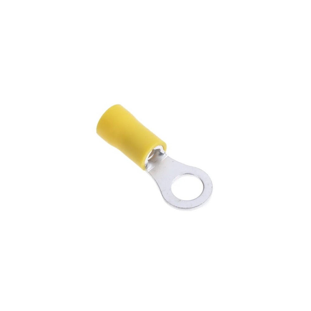 Yellow insulated M6 eyelet cable lugs 6.4mm