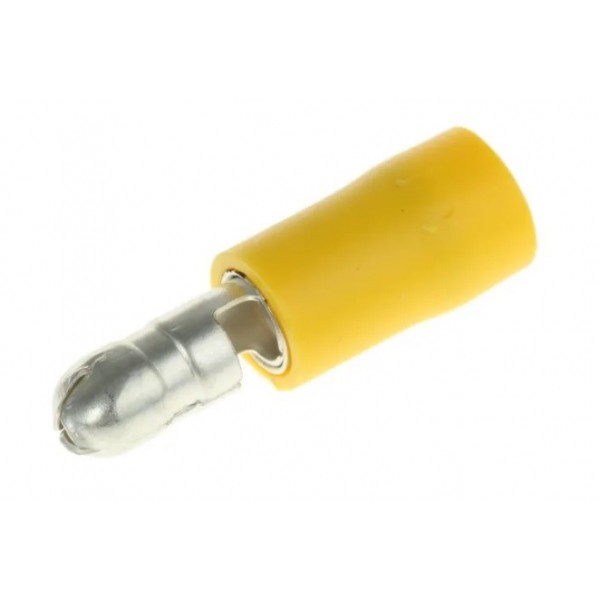 Yellow insulated 5mm cylindrical male plug