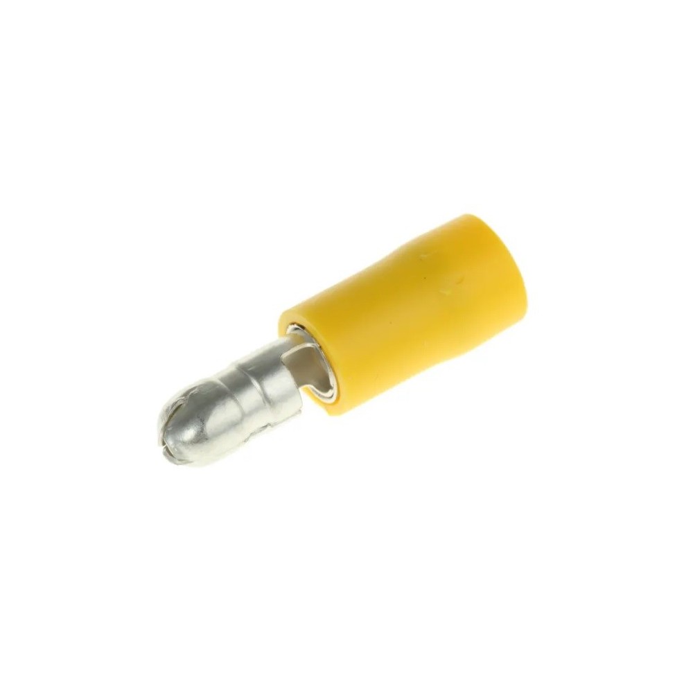 Yellow insulated 5mm cylindrical male plug