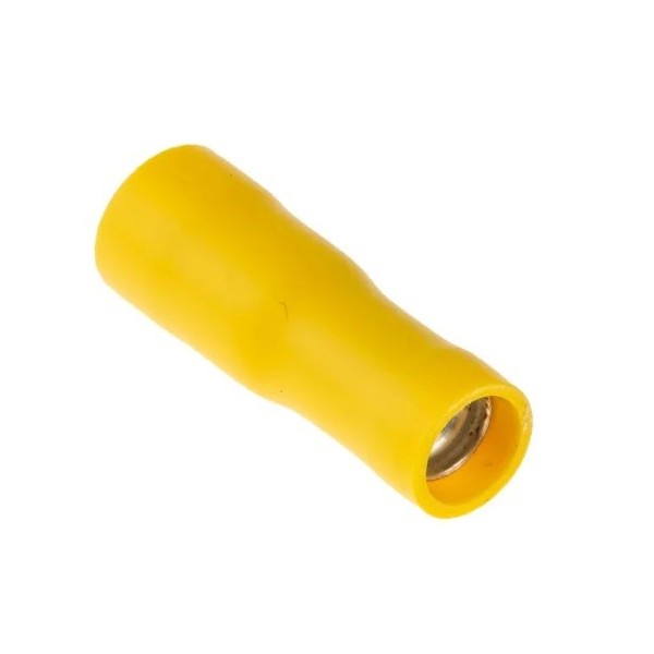 Presa femmina cilindrica 5mm isolata gialla