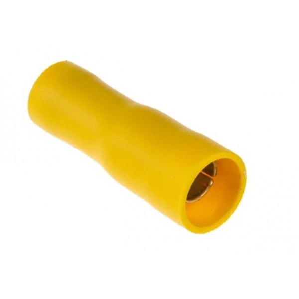 Presa femmina cilindrica 5mm isolata gialla