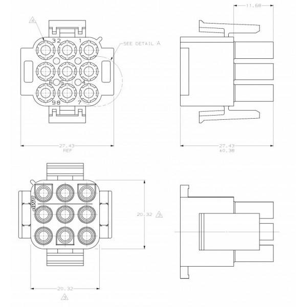 9-pole male connector AMP MATE-N-LOK 1-480706-0
