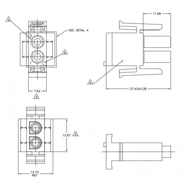 2-pole male connector AMP MATE-N-LOK 1-480698-0