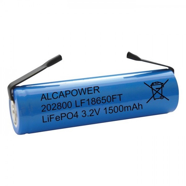 LiFePO4 3.2V 1.5A 18650 battery with solder terminals