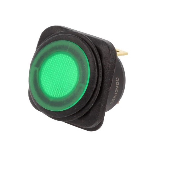 Interruttore a bascula IP65 verde 12V