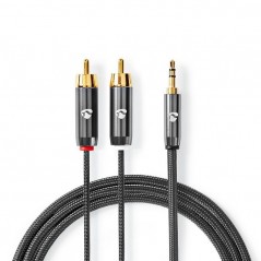 Audio cable 1 jack 3.5mm male - 2 RCA male golden 1mt high quality