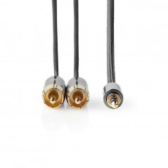 Audio cable 1 jack 3.5mm male - 2 RCA male golden 1mt high quality