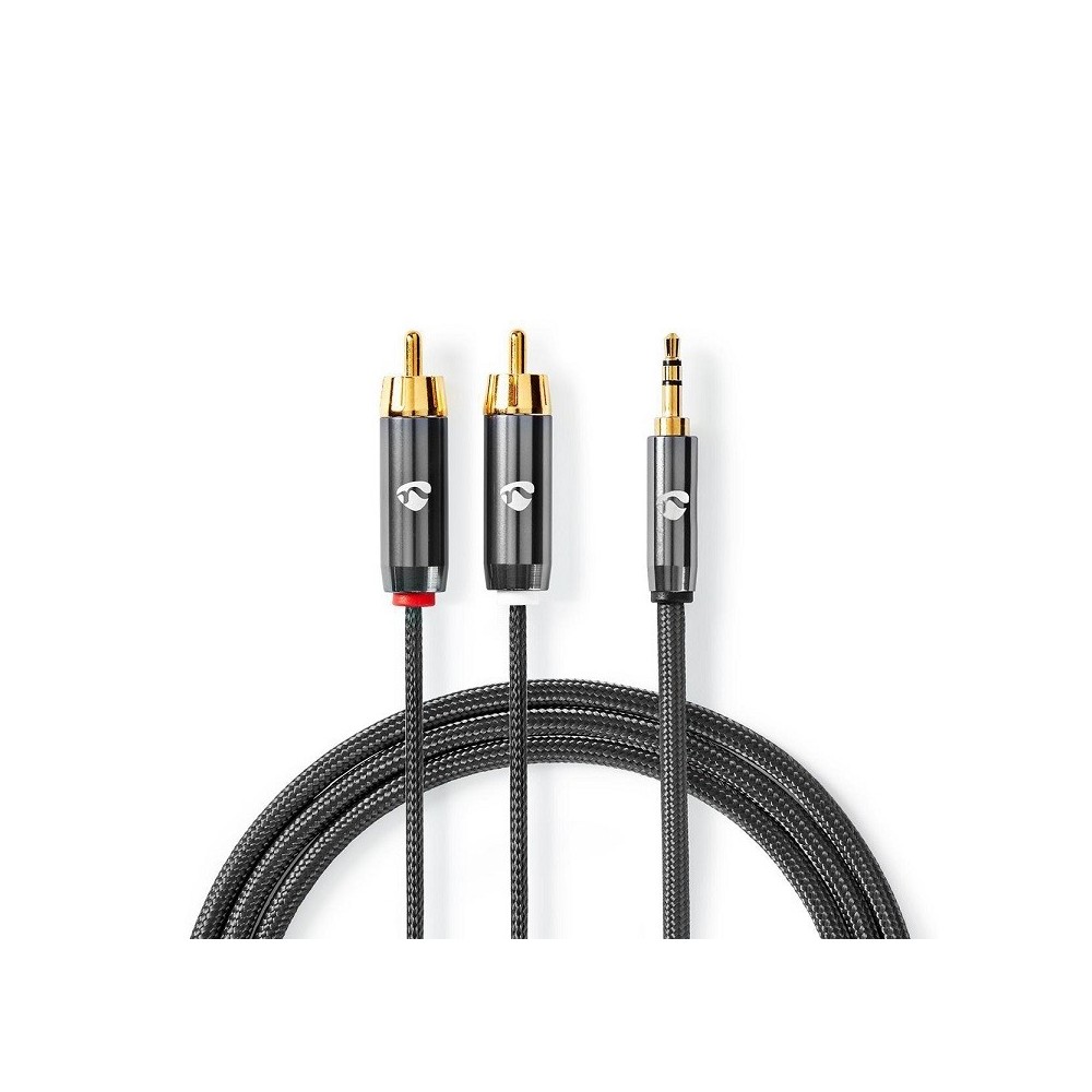 Audio cable 1 jack 3.5mm male - 2 RCA male golden 2mt high quality