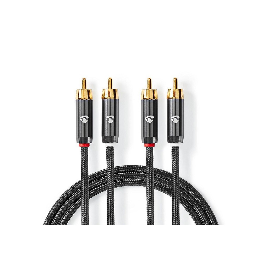 Audio cable 2 RCA male - 2 RCA male golden 1mt high quality