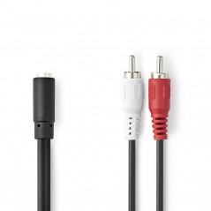 Audio cable 2 RCA male - 1 jack 3.5mm stereo female 20cm