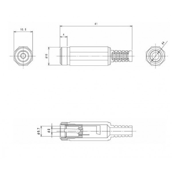 Connettore maschio DC 5.5x2.1mm Lumberg