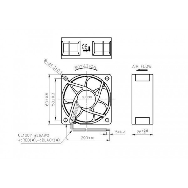 Ventola 60x60x25 12V EE60251S3-999-A Sunon
