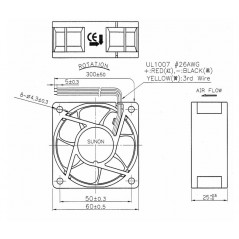 Ventola 60x60x25 12V tachimetrica EE60251B1-000U-G99